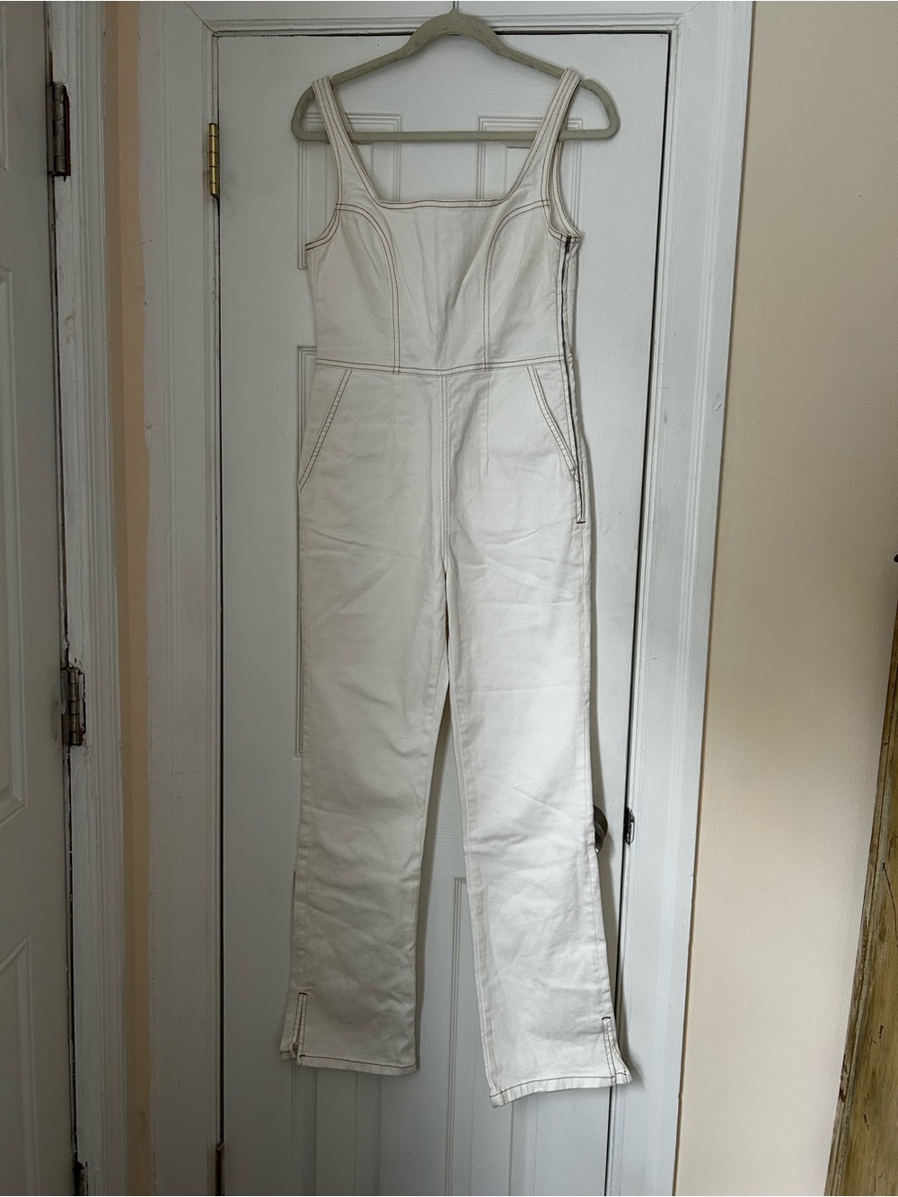 ASOS White Denim Sleeveless Overalls